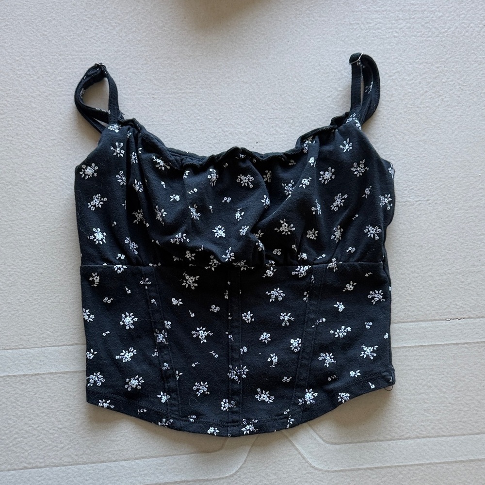 Hollister Black Floral Bustier Camisole